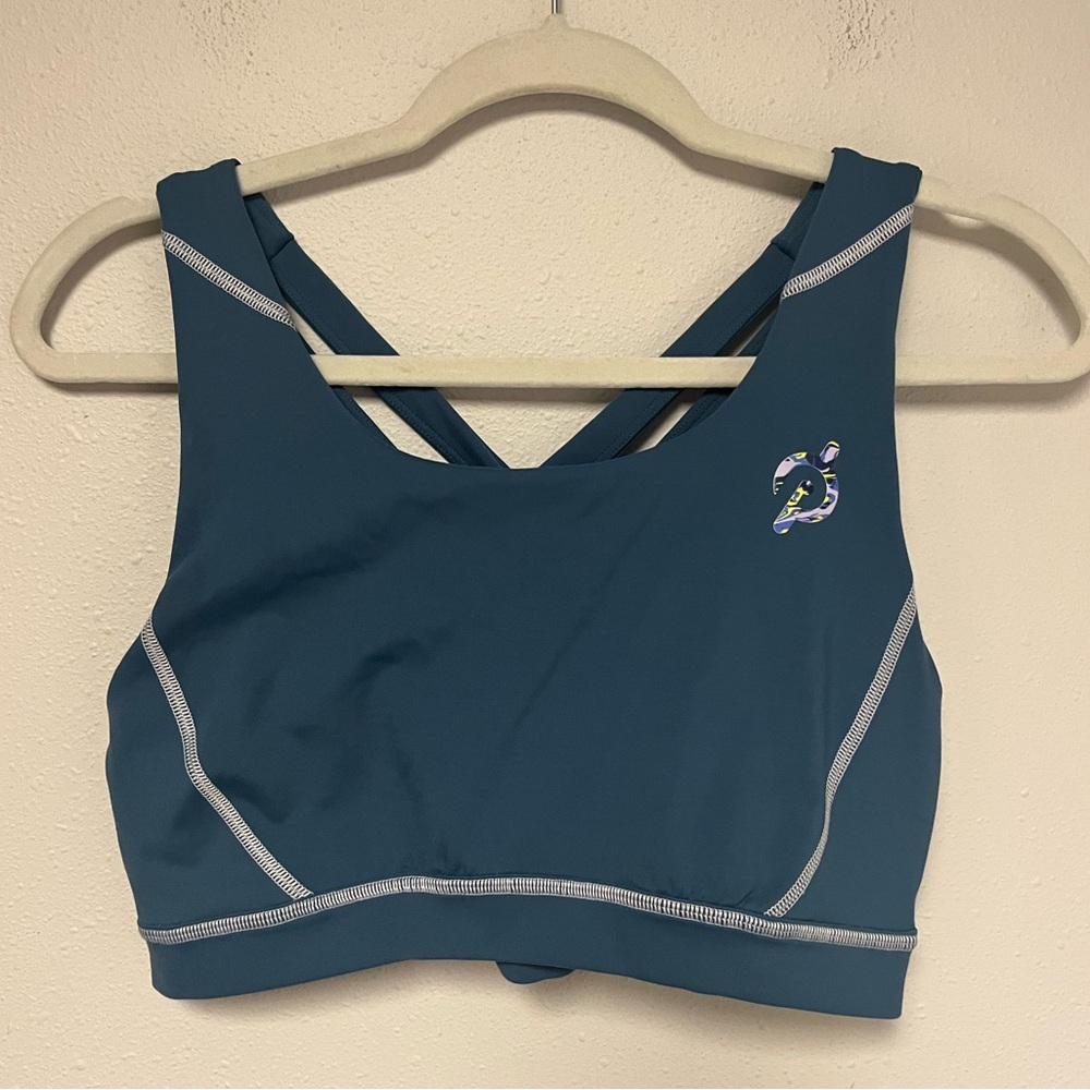 Peloton Teal Blue Cross-Back Sports Bra